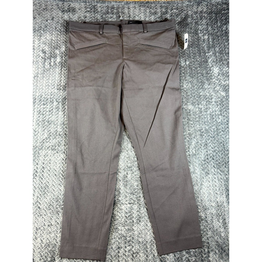 Gap Dress Pants Womens 16R Gray Cotton Stretch Mid Rise Tapered Leg Office Wear
